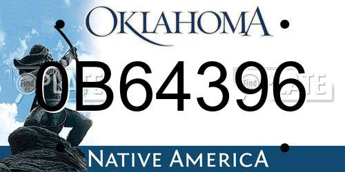 0B64396 Oklahoma License Plate