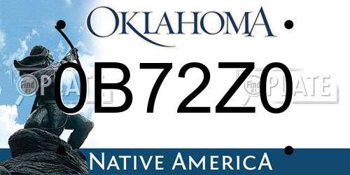 0B72Z0 Oklahoma License Plate