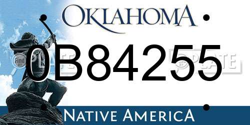 0B84255 Oklahoma License Plate