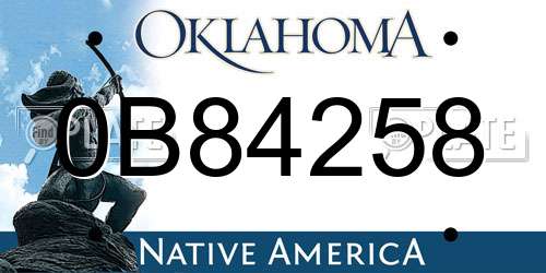 0B84258 Oklahoma License Plate