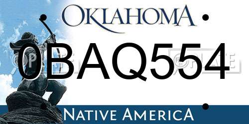 0BAQ554 Oklahoma License Plate