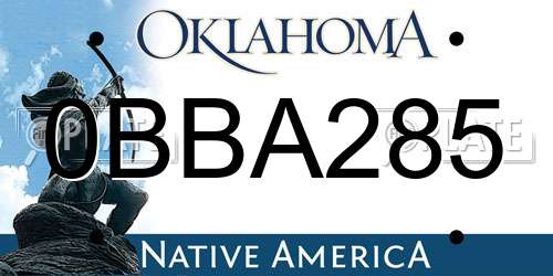0BBA285 Oklahoma License Plate