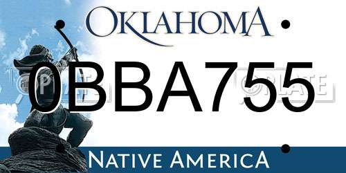 0BBA755 Oklahoma License Plate
