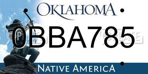 0BBA785 Oklahoma License Plate