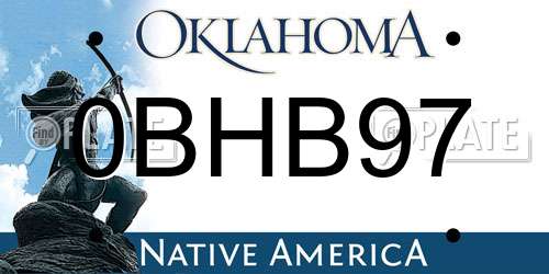 0BHB97 Oklahoma License Plate