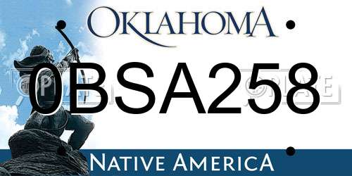 0BSA258 Oklahoma License Plate