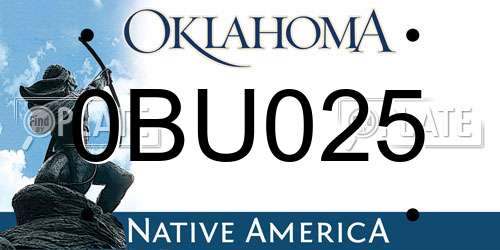 0BU025 Oklahoma License Plate