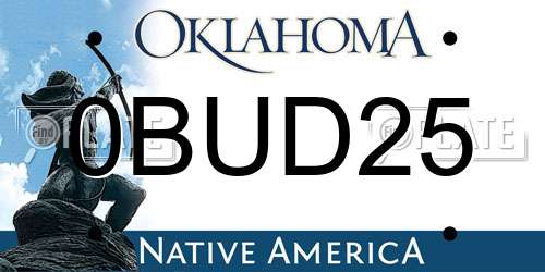 0BUD25 Oklahoma License Plate