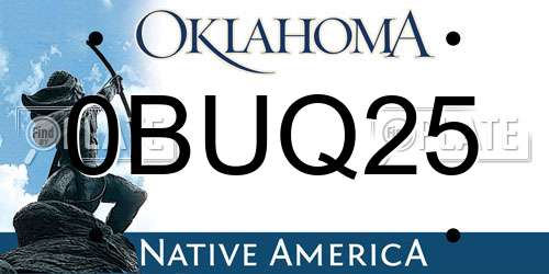 0BUQ25 Oklahoma License Plate