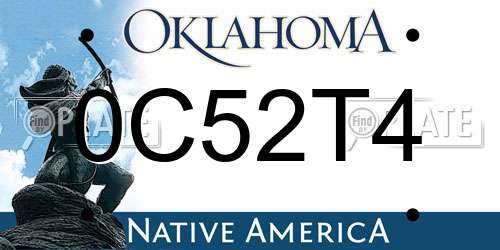0C52T4 Oklahoma License Plate