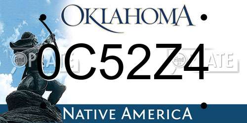 0C52Z4 Oklahoma License Plate