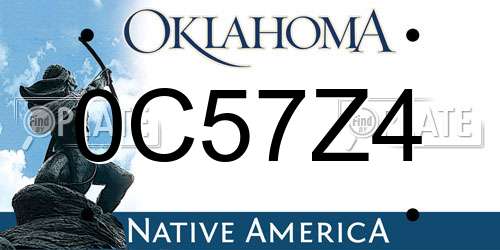 0C57Z4 Oklahoma License Plate