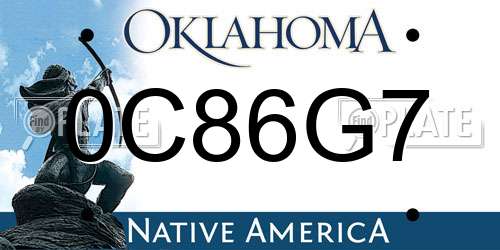 0C86G7 Oklahoma License Plate