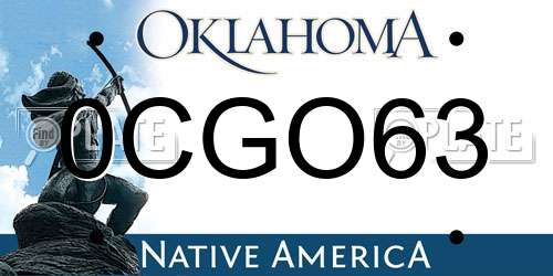 0CGO63 Oklahoma License Plate