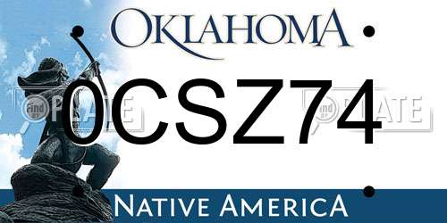 0CSZ74 Oklahoma License Plate