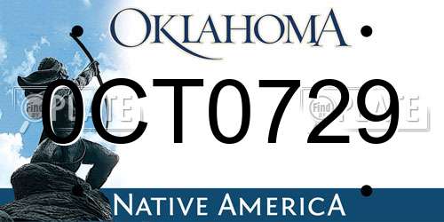 0CT0729 Oklahoma License Plate