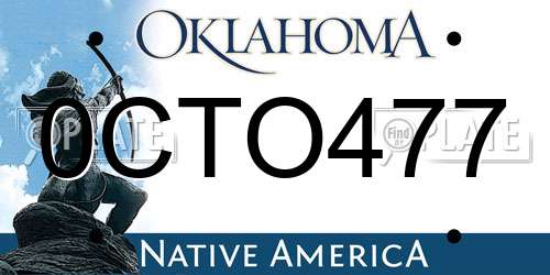 0CTO477 Oklahoma License Plate