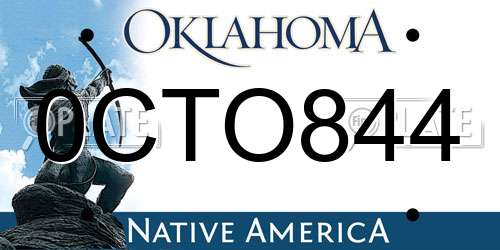 0CTO844 Oklahoma License Plate