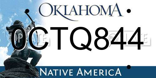 0CTQ844 Oklahoma License Plate