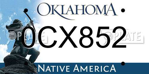 0CX852 Oklahoma License Plate