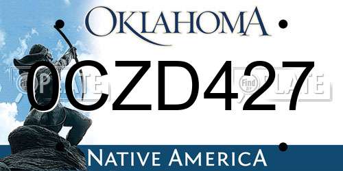 0CZD427 Oklahoma License Plate