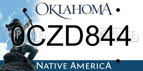 0CZD844 Oklahoma License Plate