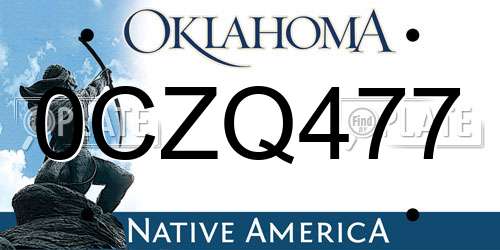 0CZQ477 Oklahoma License Plate