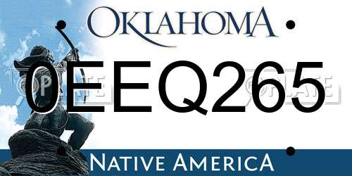 0EEQ265 Oklahoma License Plate