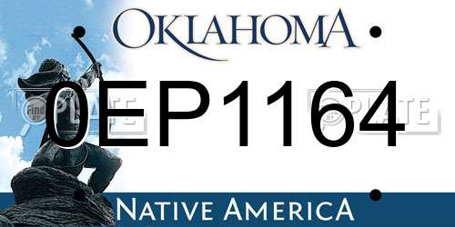 0EP1164 Oklahoma License Plate