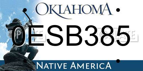 0ESB385 Oklahoma License Plate