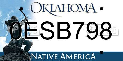 0ESB798 Oklahoma License Plate
