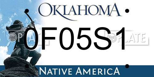 0F05S1 Oklahoma License Plate
