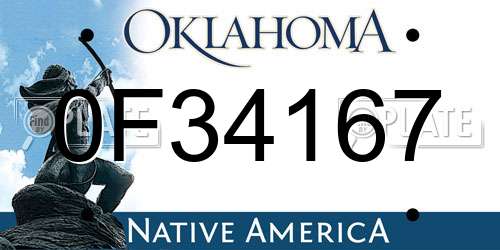 0F34167 Oklahoma License Plate