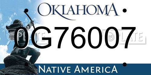 0G76007 Oklahoma License Plate