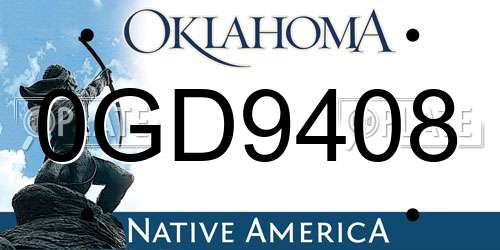 0GD9408 Oklahoma License Plate