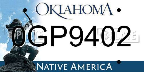 0GP9402 Oklahoma License Plate