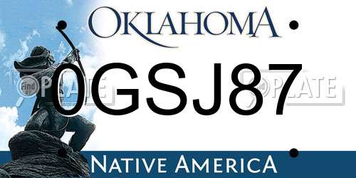 0GSJ87 Oklahoma License Plate