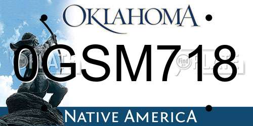 0GSM718 Oklahoma License Plate