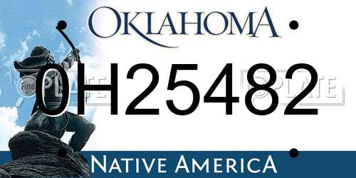 0H25482 Oklahoma License Plate