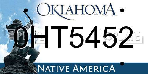 0HT5452 Oklahoma License Plate