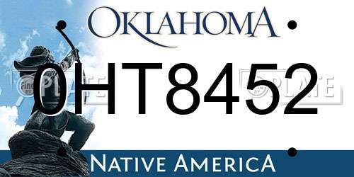 0HT8452 Oklahoma License Plate