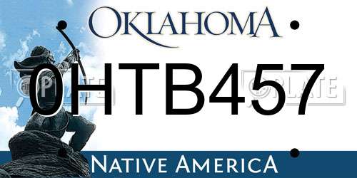 0HTB457 Oklahoma License Plate