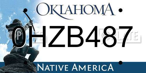 0HZB487 Oklahoma License Plate