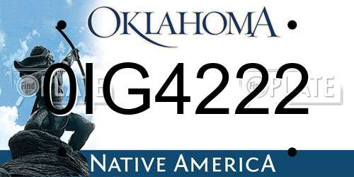 0IG4222 Oklahoma License Plate