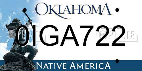 0IGA722 Oklahoma License Plate