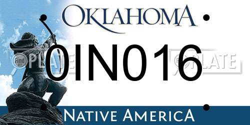 0IN016 Oklahoma License Plate