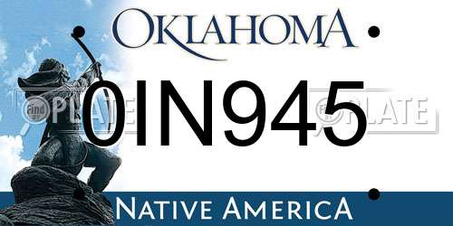 0IN945 Oklahoma License Plate