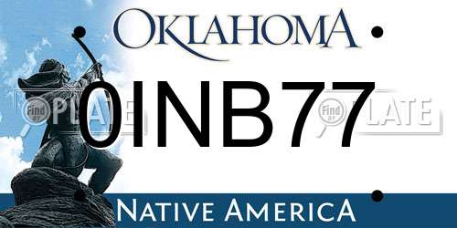 0INB77 Oklahoma License Plate