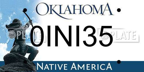 0INI35 Oklahoma License Plate