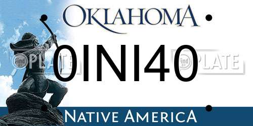 0INI40 Oklahoma License Plate